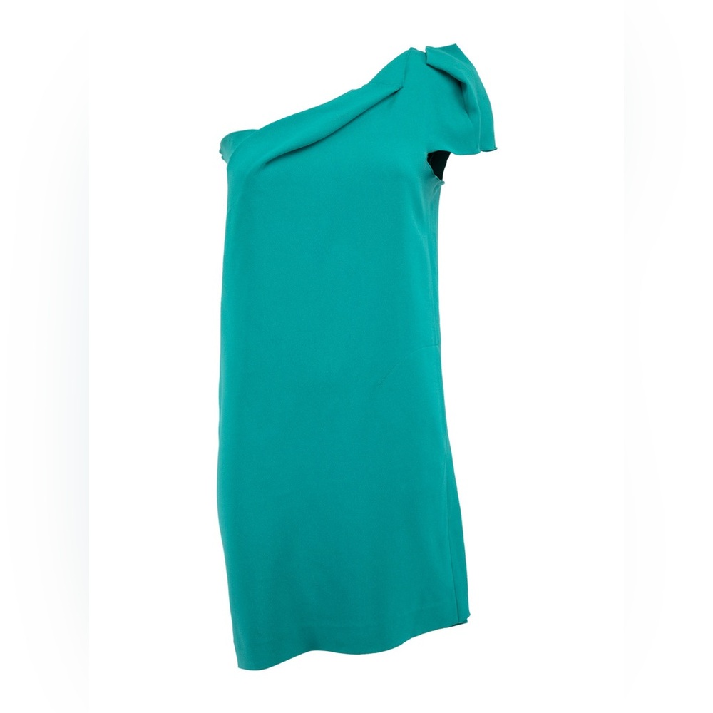 ‼️Made in France Roland Mouret Green Asymmetrical One Shoulder Dress